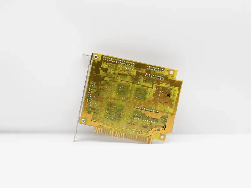 Resistors mounted on a circuit board illustrating an integrated resistor network