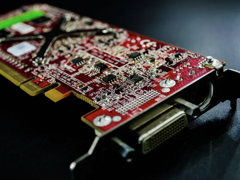 Resistors and other components visible on a circuit board