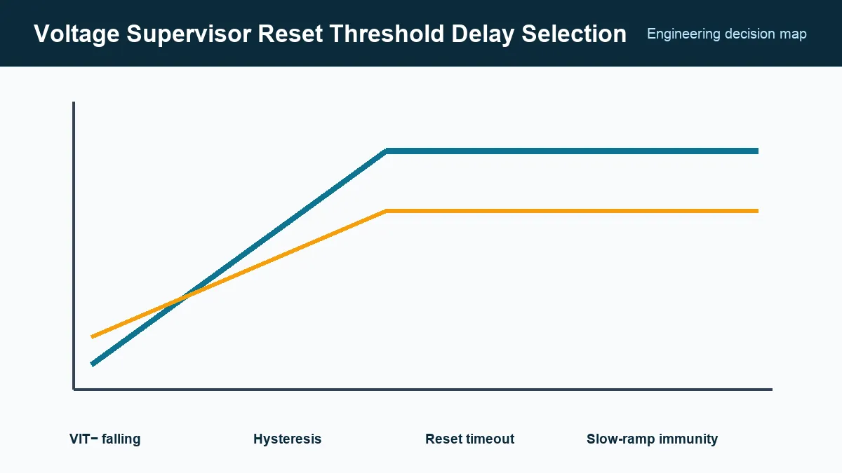 Supervisor threshold and reset release window across a power ramp