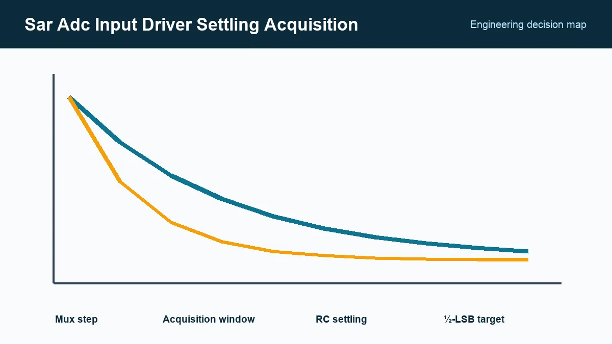 SAR acquisition timeline showing kickback and final settling error