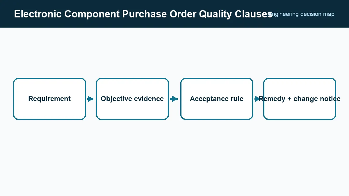 Purchase-order clause structure from scope through acceptance and remedy