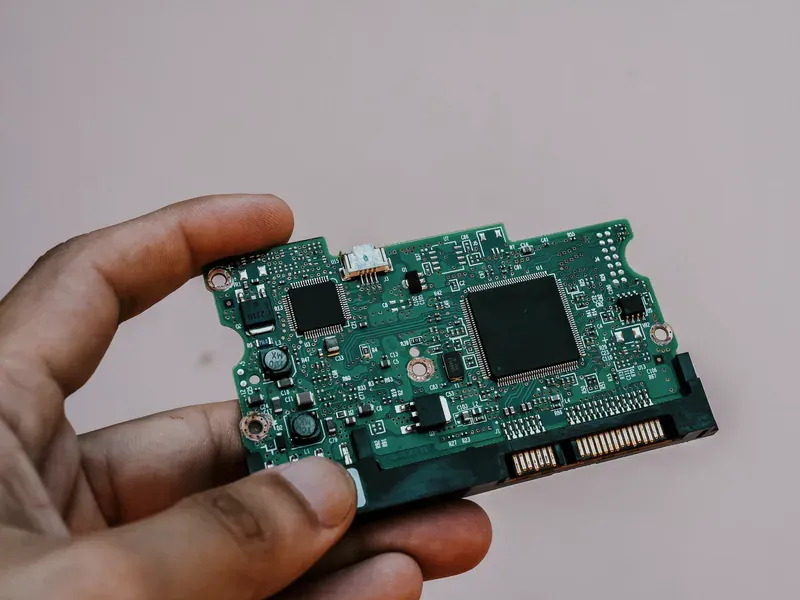 Small circuit board under inspection for amplifier common-mode and output-swing validation