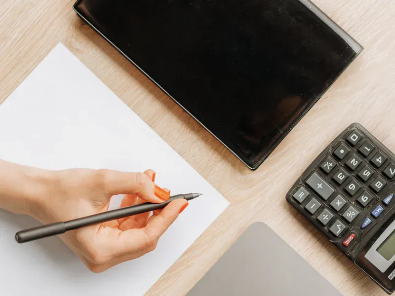 Engineer reviewing calculations and laboratory data for a sensor error budget