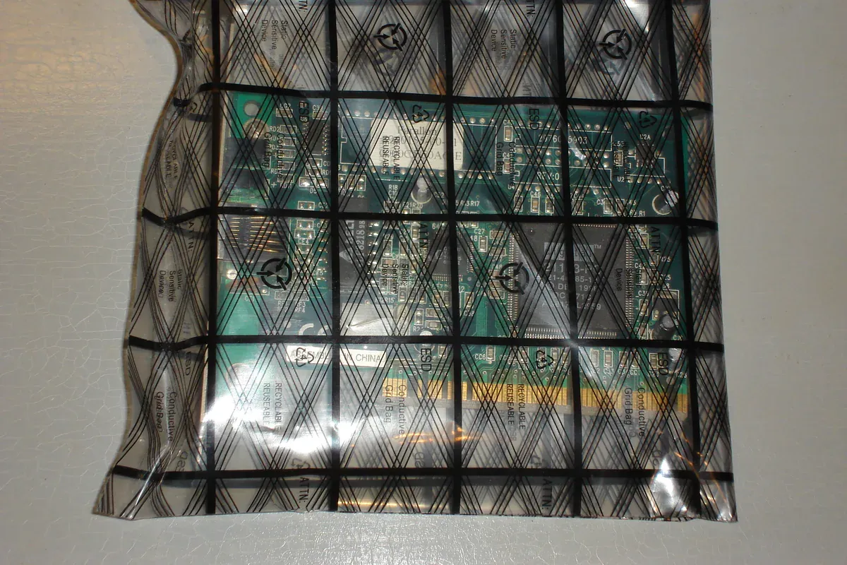 Antistatic component packaging prepared for incoming inspection