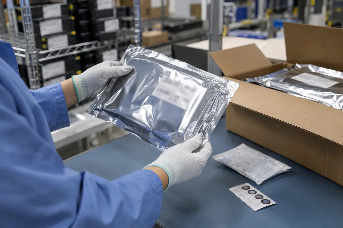 Moisture barrier packaging and ESD-safe component handling at receiving