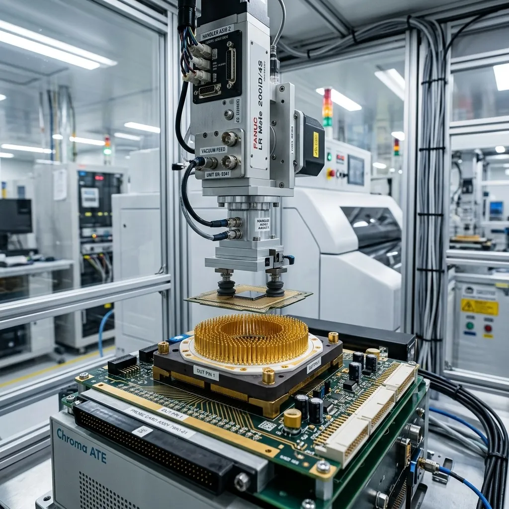 ATE testing and functional verification facility for industrial automation semiconductor validation