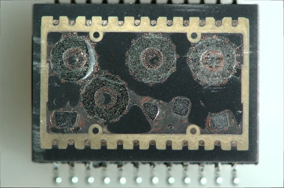 Ethernet transformer assembly showing windings and its internal construction