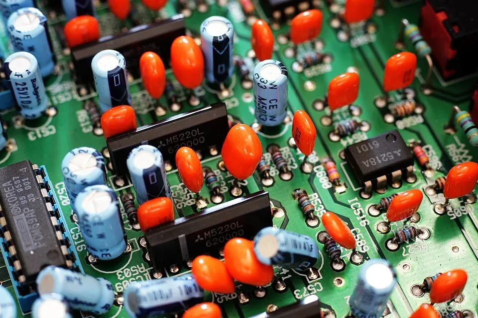 Electronic components and their markings on an assembled circuit board