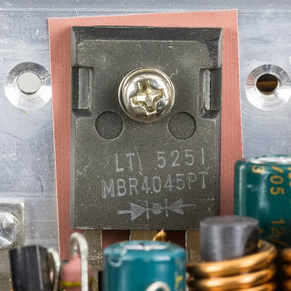 Power Schottky rectifier mounted against a heat-transfer surface