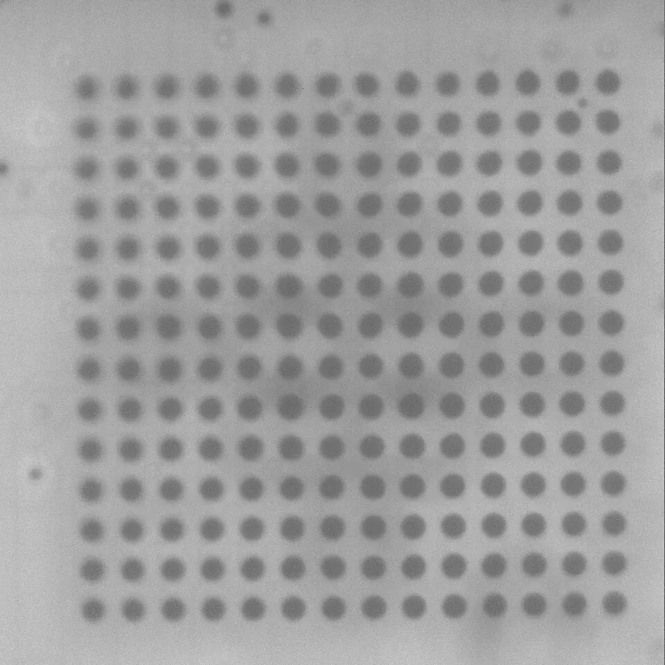 X-ray view of a ball-grid-array solder-joint pattern