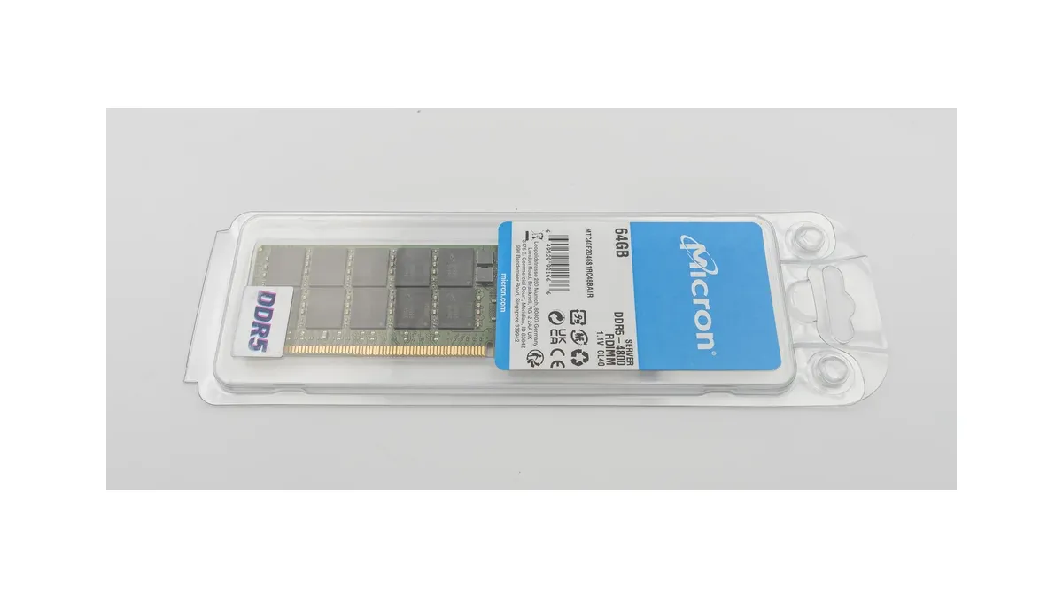 DDR5 RDIMM inside protective packaging