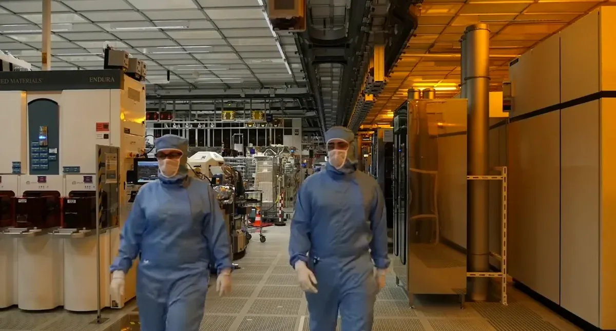 Semiconductor processing equipment inside an STMicroelectronics cleanroom