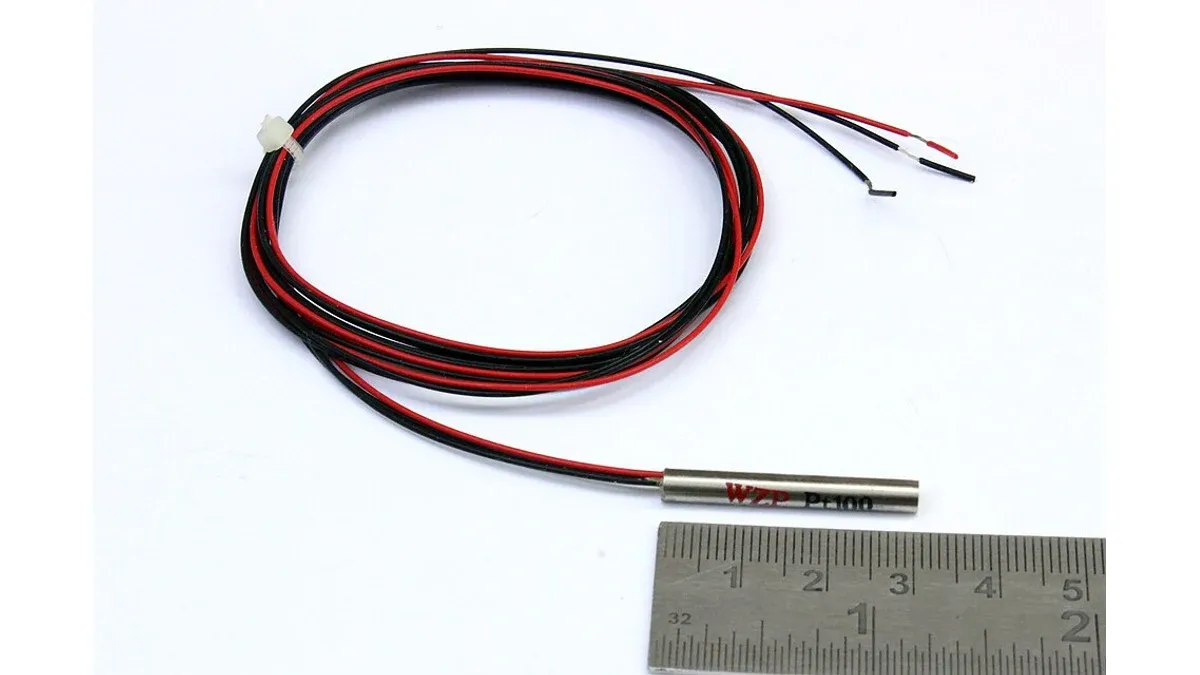 Three-wire PT100 probe with separate lead wires