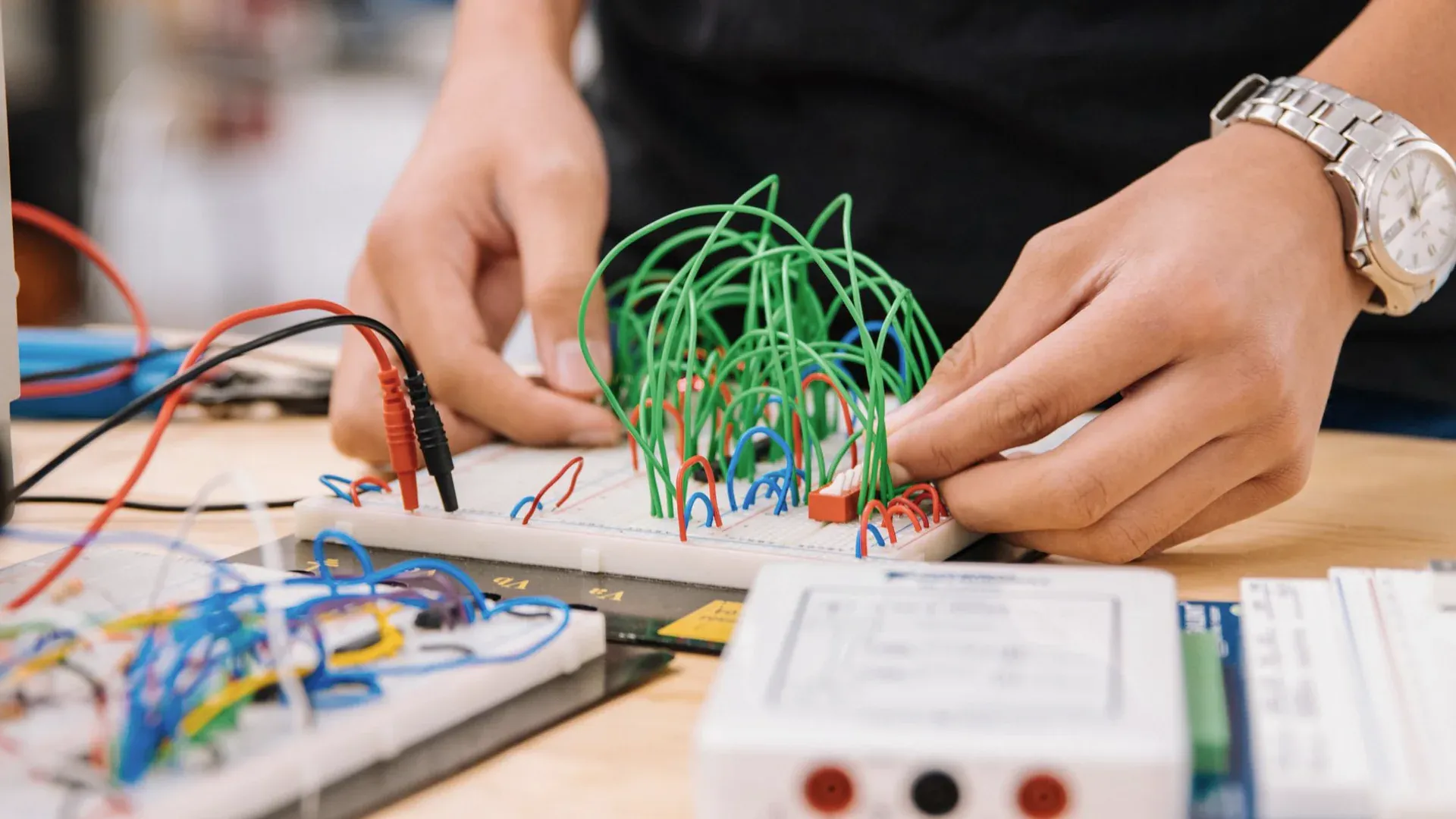 Embedded development hardware connected for low-voltage digital interface testing