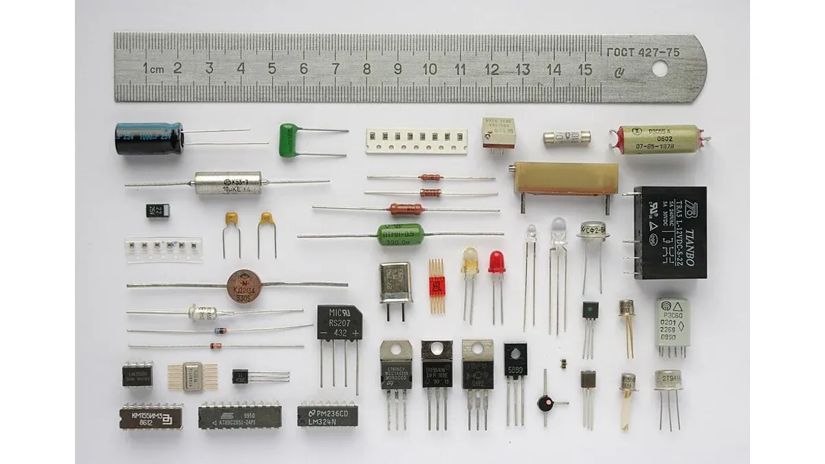 Electronic components arranged by package type and size