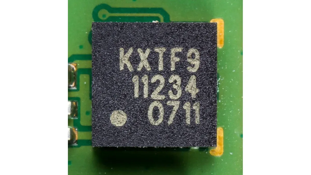 MEMS accelerometer package mounted on a circuit board