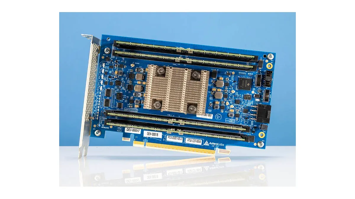 CXL memory expansion card populated with DIMMs