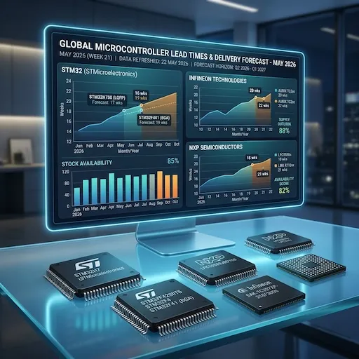 Microcontroller lead time outlook May 2026 update for STM32 Infineon NXP and Renesas featuring data-driven dashboard