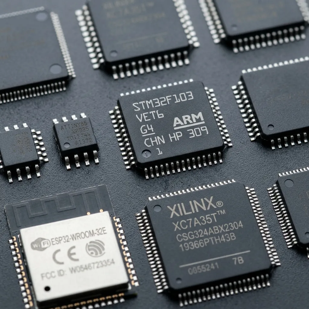 Macro photography of an advanced high-density FPGA chip