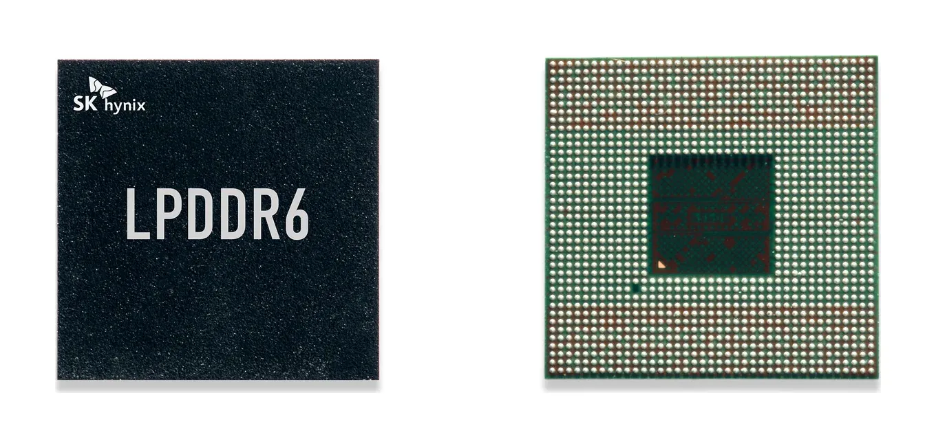 LPDDR6 package top and underside with ball-grid connections